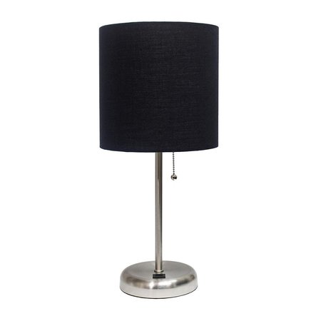 DIAMOND SPARKLE 60W Stick Lamp with USB Charging Port & Fabric Shade - Black DI2519733